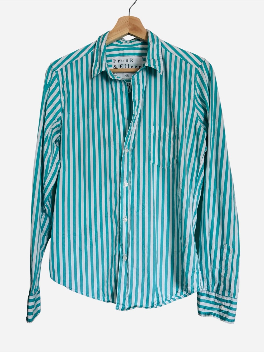 Frank & Eileen Aqua Green/White Stripe Button Down